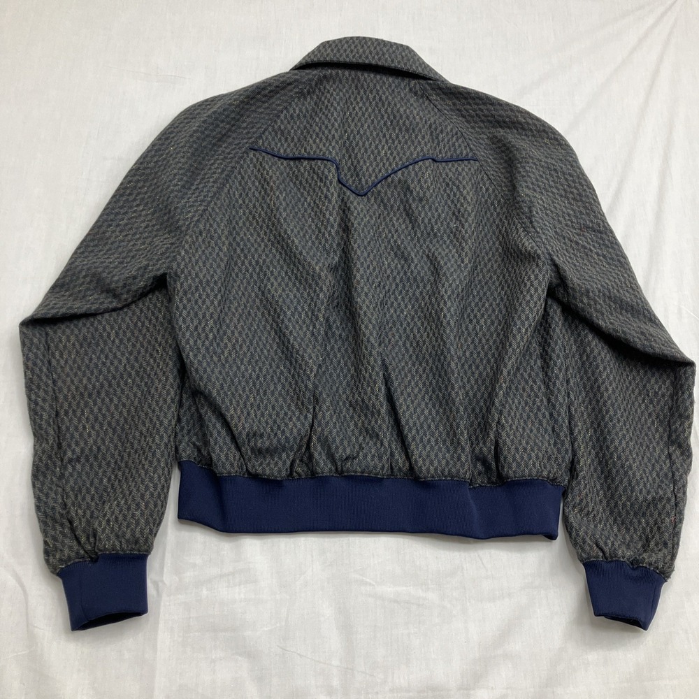 Vintage Traditional 1980's 80's Wool Clay Jacket Full Zip Blue See Measurements - Picture 2 of 11
